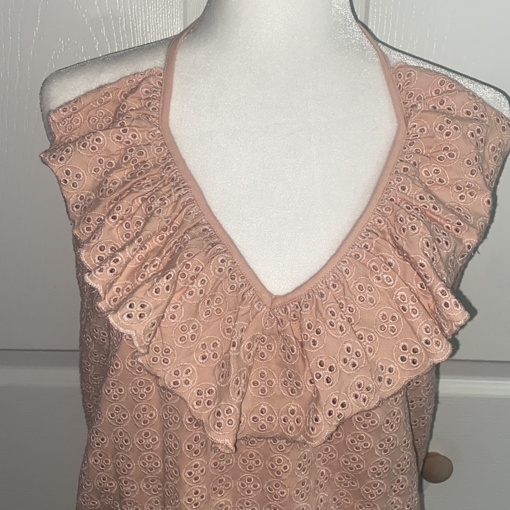 Express Ruffle Halter Top Peach - Picture 4 of 11